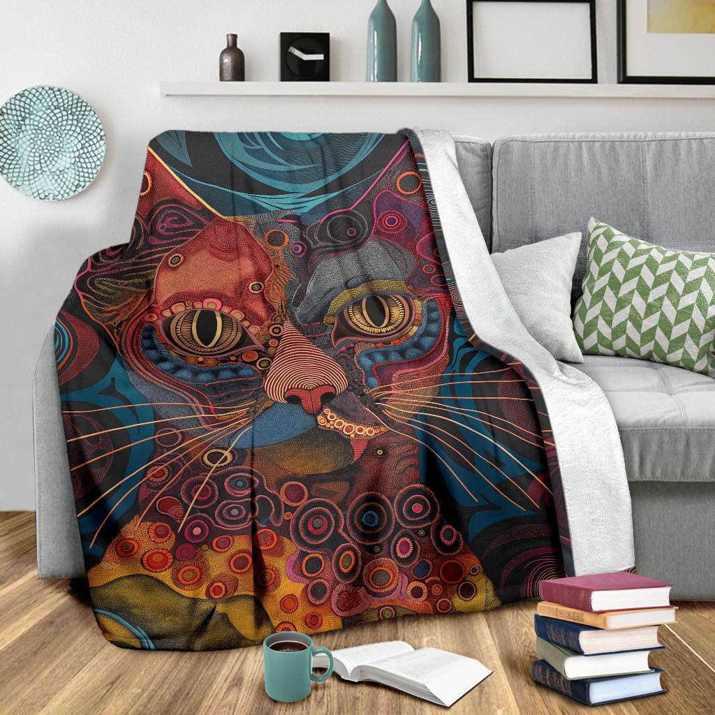 LaPerm cat Blanket, Trippy Psychedelics LaPerm cat Fleece Blanket, LaPerm cat Throw Blanket, LaPerm cat Gifts