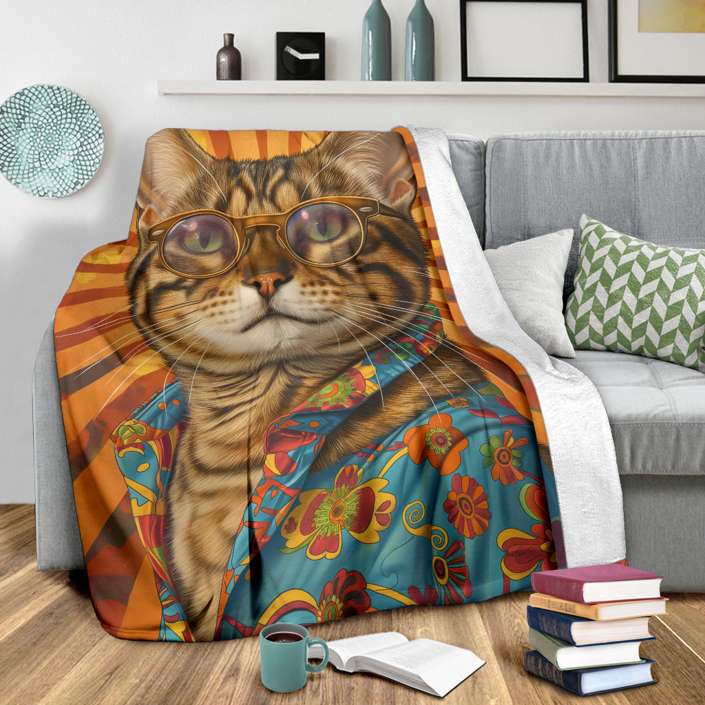 Bengal cat Blanket, Trippy Psychedelics Bengal cat Fleece Blanket, Bengal cat Throw Blanket, Bengal cat Gifts