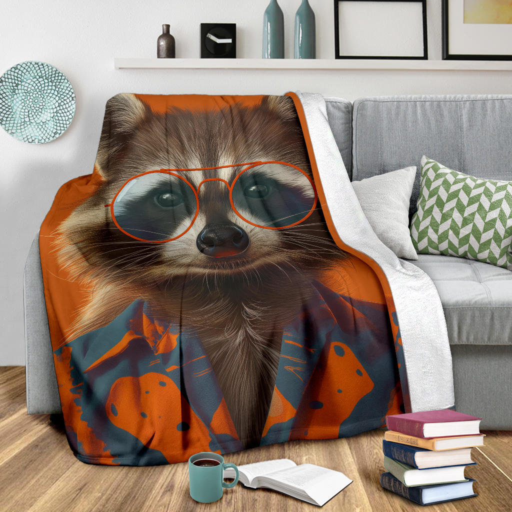 Raccoon Blanket, Trippy Psychedelics Raccoon Fleece Blanket, Raccoon Throw Blanket, Raccoon Gifts