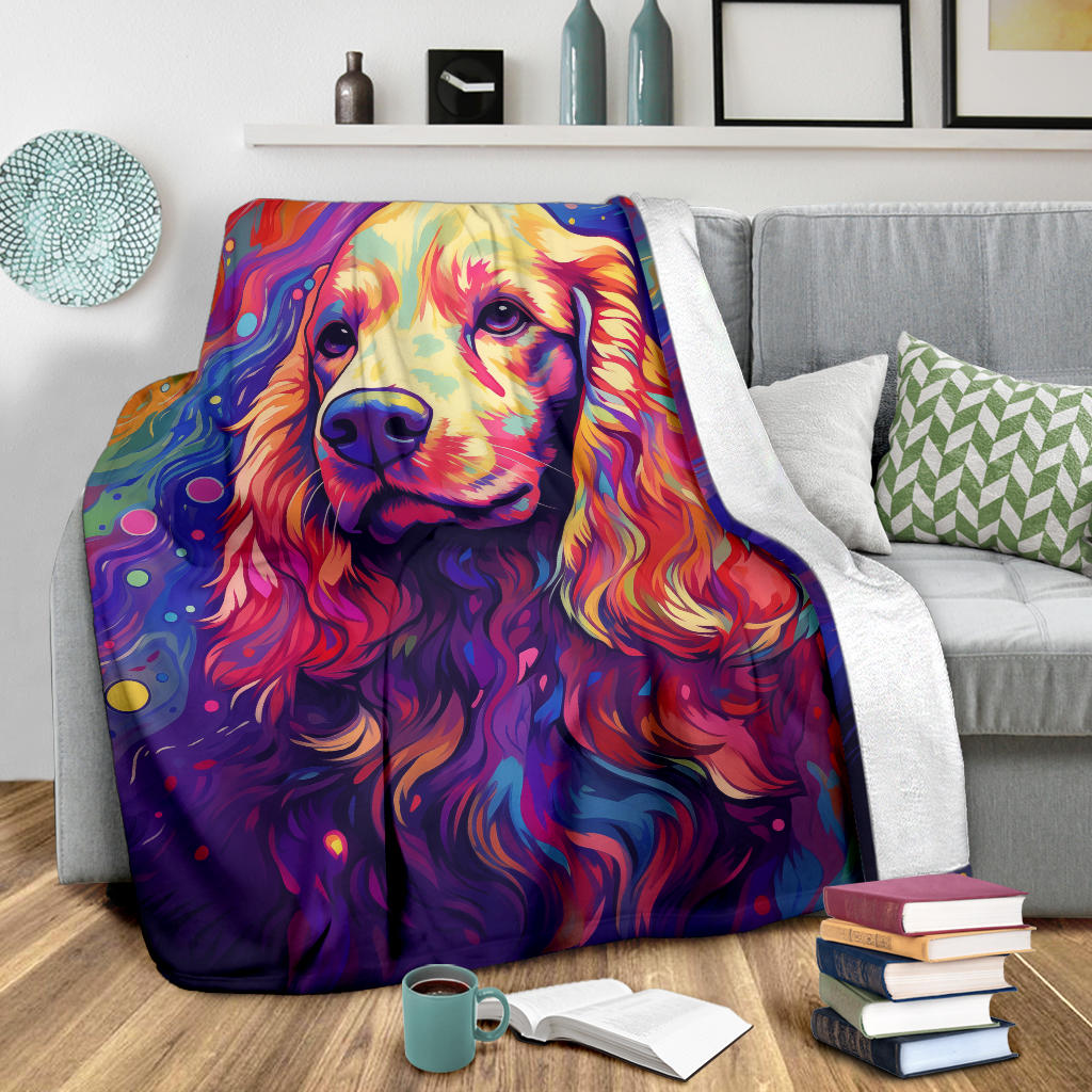 Cocker Spaniel Blanket, Cocker Spaniel Trippy Psychedelics Blanket, Cocker Spaniel Gifts, Cocker Spaniel Throw Blanket