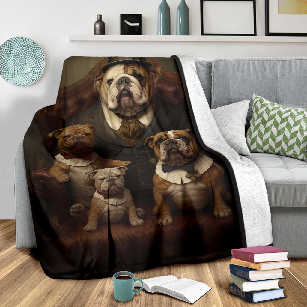 Bulldog Family Blanket, Bulldog Gifts, Bulldog Blanket, Bulldog Throw Blanket