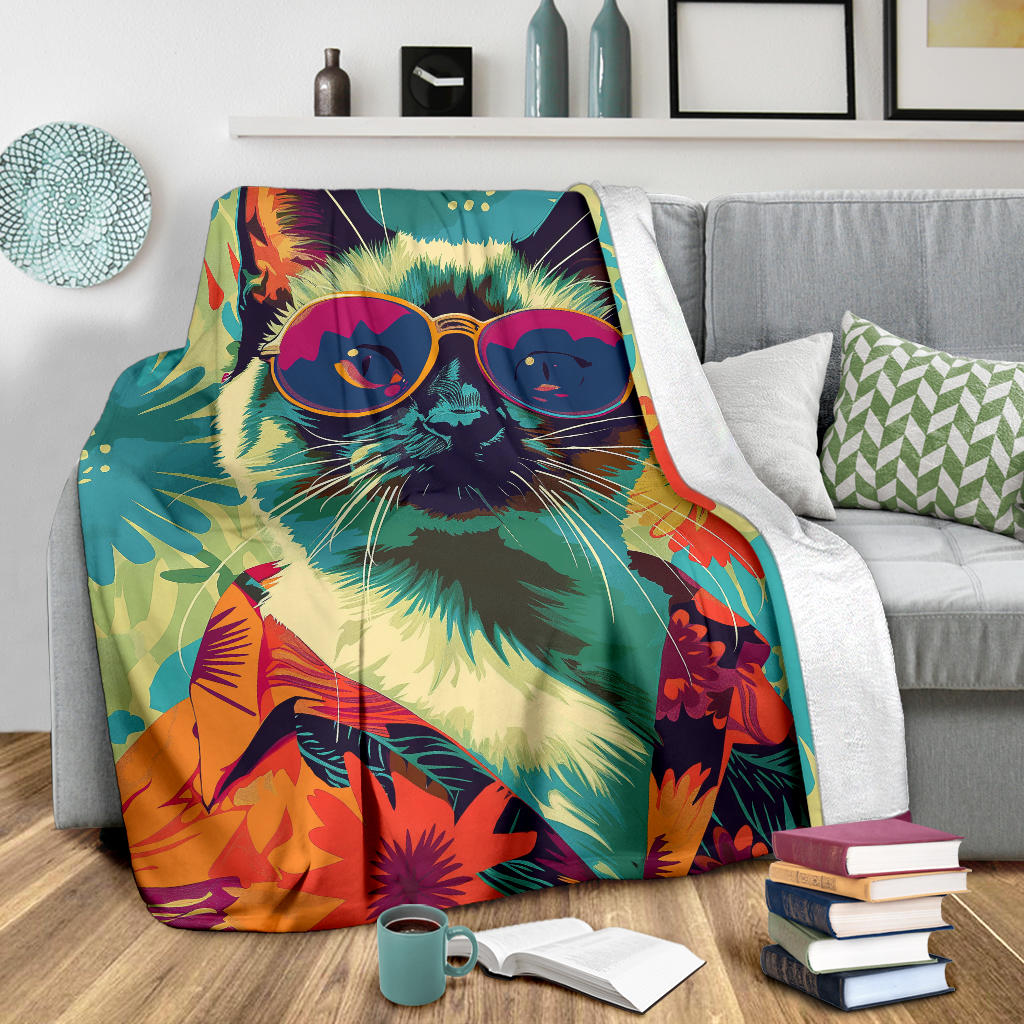 Birman cat Blanket, Trippy Psychedelics Birman cat Fleece Blanket, Birman cat Throw Blanket, Birman cat Gifts