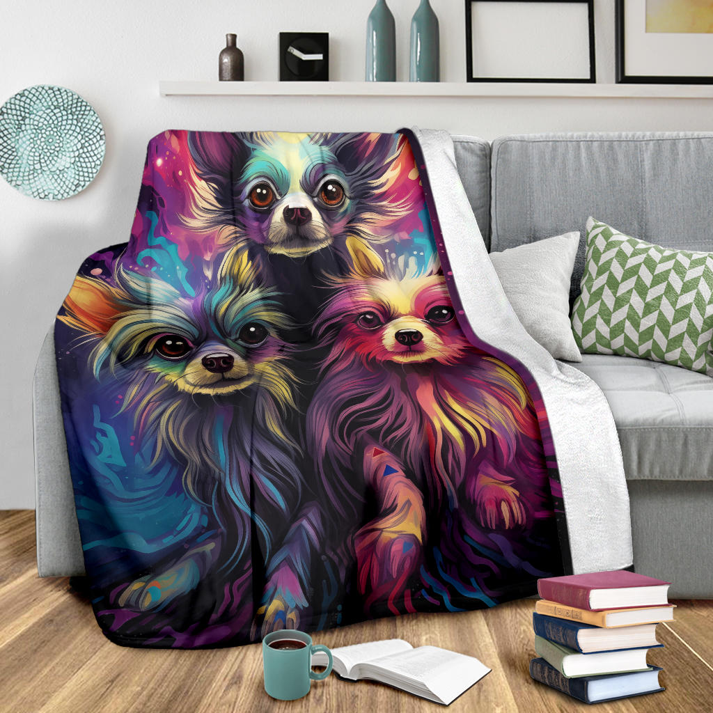 Chinese Crested Blanket, Trippy Psychedelics Chinese Crested Fleece Blanket, Chinese Crested Throw Blanket, Chinese Crested Gifts