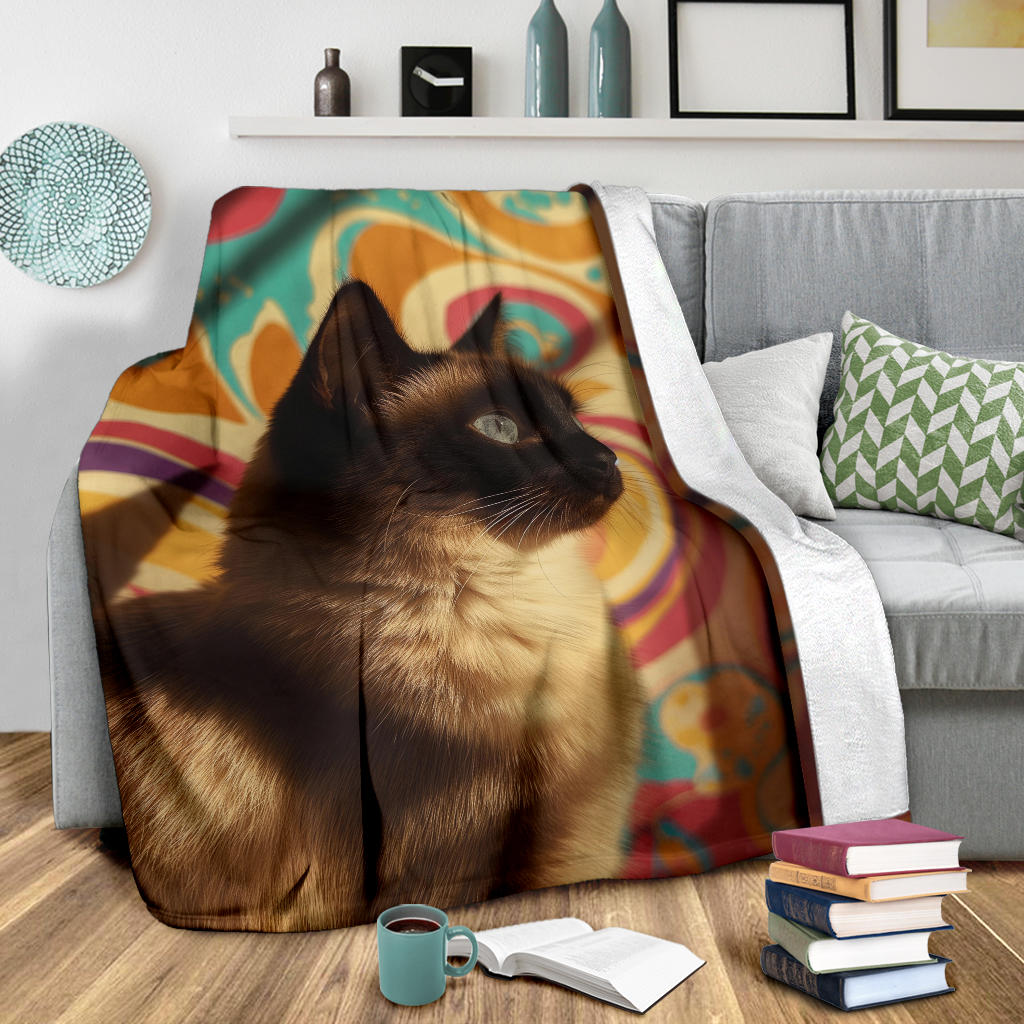 Birman cat Blanket, Trippy Psychedelics Birman cat Fleece Blanket, Birman cat Throw Blanket, Birman cat Gifts