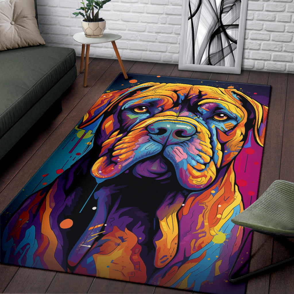 Bullmastiff Area Rug, Bullmastiff Trippy Rug, Bullmastiff Gifts, Bullmastiff Decor