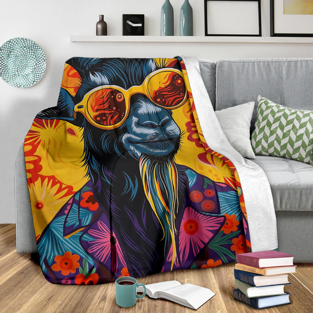 Goat Blanket, Trippy Psychedelics Goat Fleece Blanket, Goat Throw Blanket, Goat Gifts