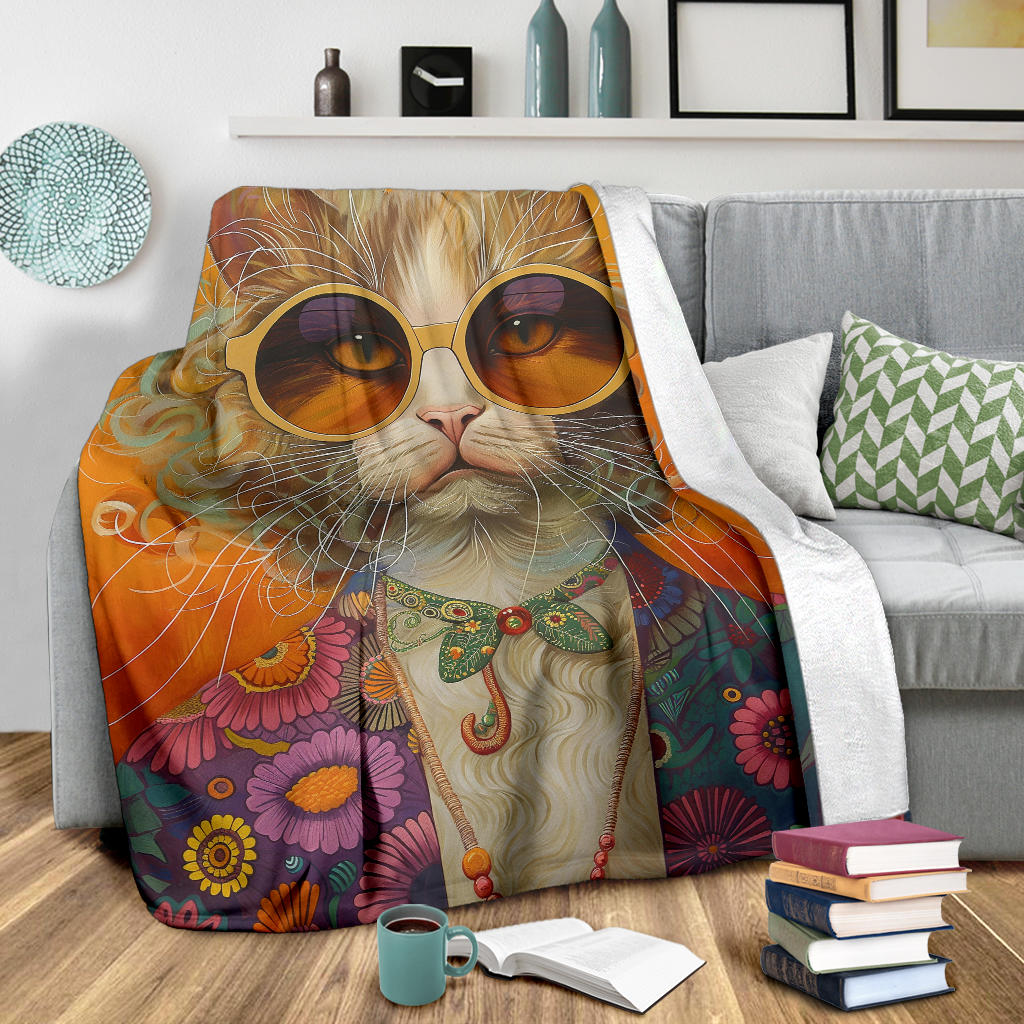 LaPerm cat Blanket, Trippy Psychedelics LaPerm cat Fleece Blanket, LaPerm cat Throw Blanket, LaPerm cat Gifts