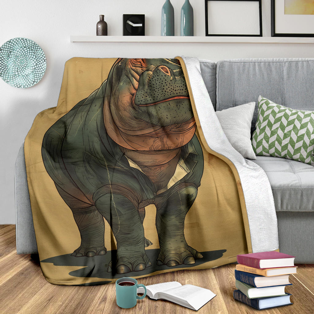 Hippopotamus Blanket, Trippy Psychedelics Hippopotamus Fleece Blanket, Hippopotamus Throw Blanket, Hippopotamus Gifts