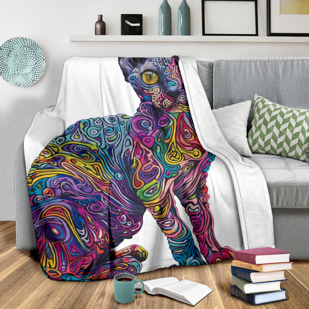 Devon Rex cat Blanket, Trippy Psychedelics Devon Rex cat Fleece Blanket, Devon Rex cat Throw Blanket, Devon Rex cat Gifts