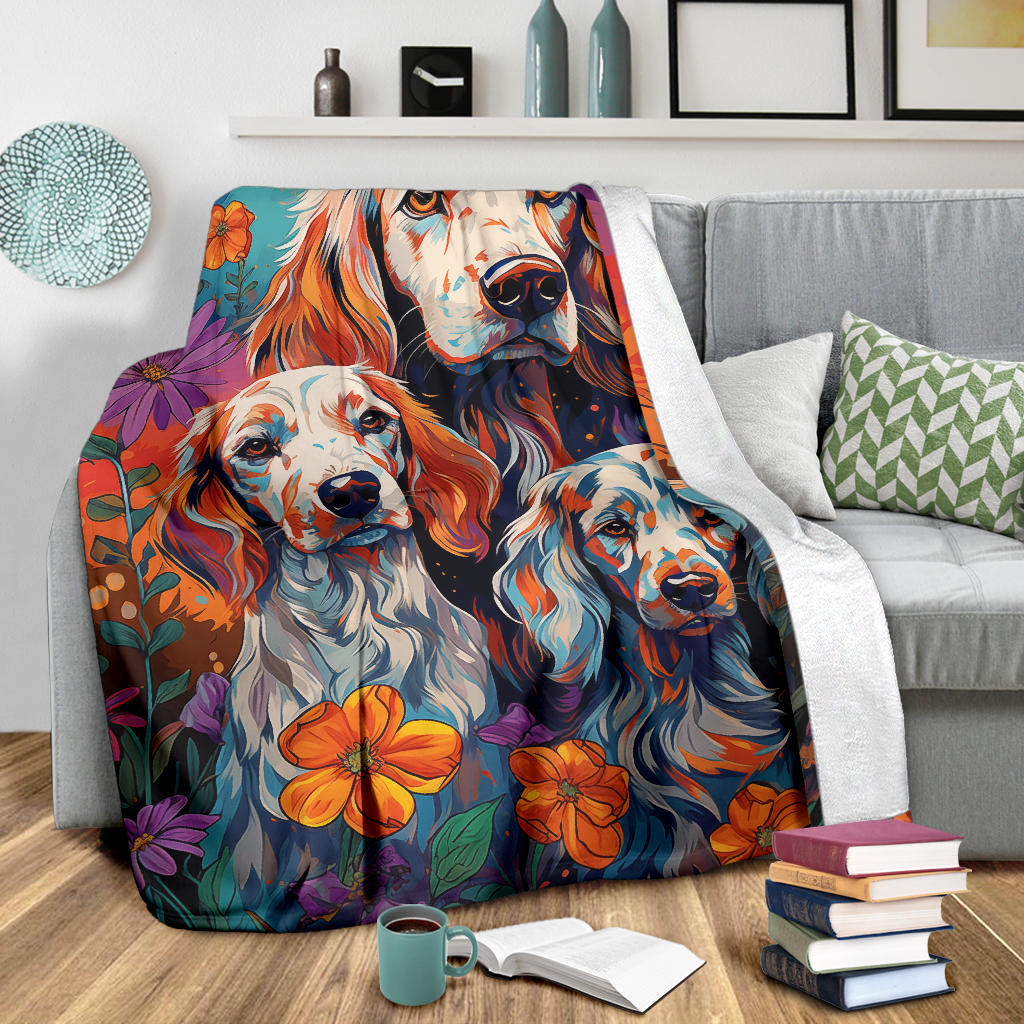 English Setter Blanket, Trippy Psychedelics English Setter Fleece Blanket, English Setter Throw Blanket, English Setter Gifts