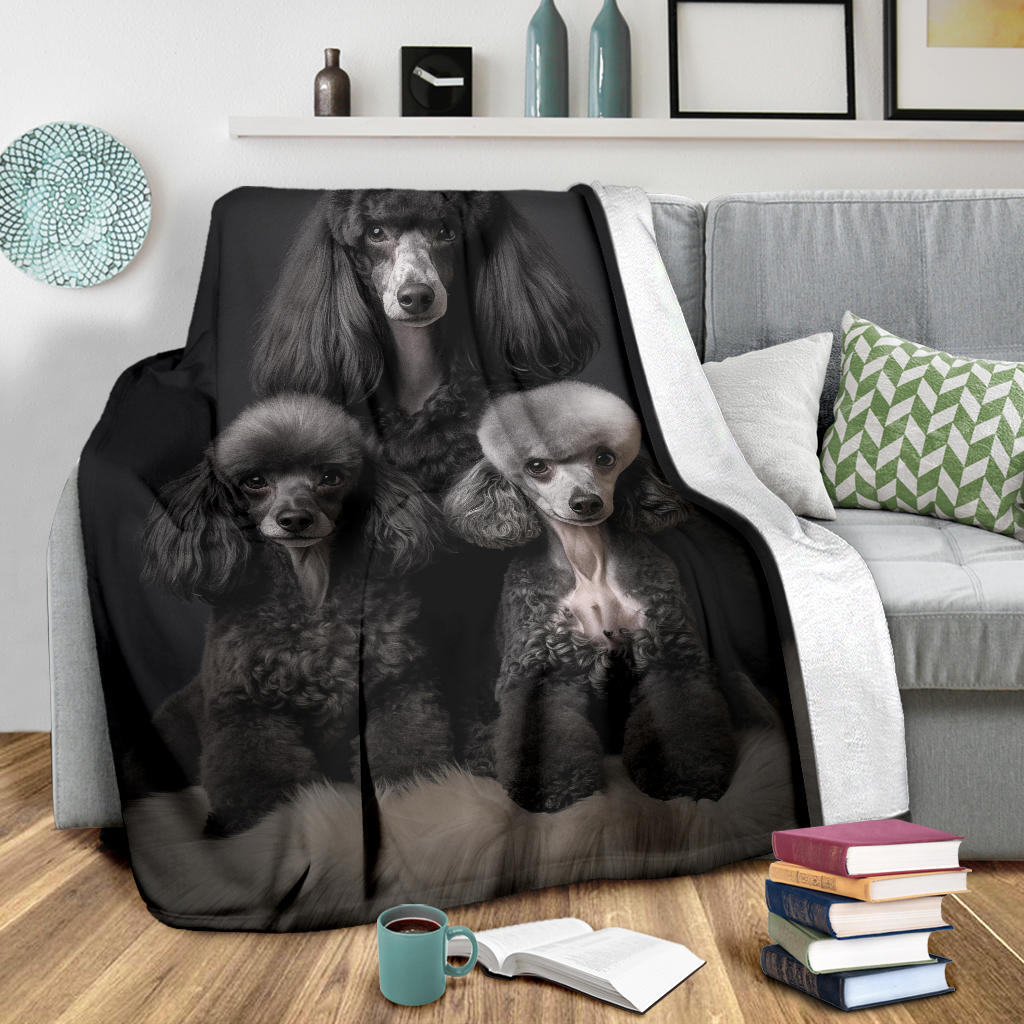 Poodle Family Blanket, Poodle Gifts, Poodle Fleece Blanket, Poodle Throw Blanket