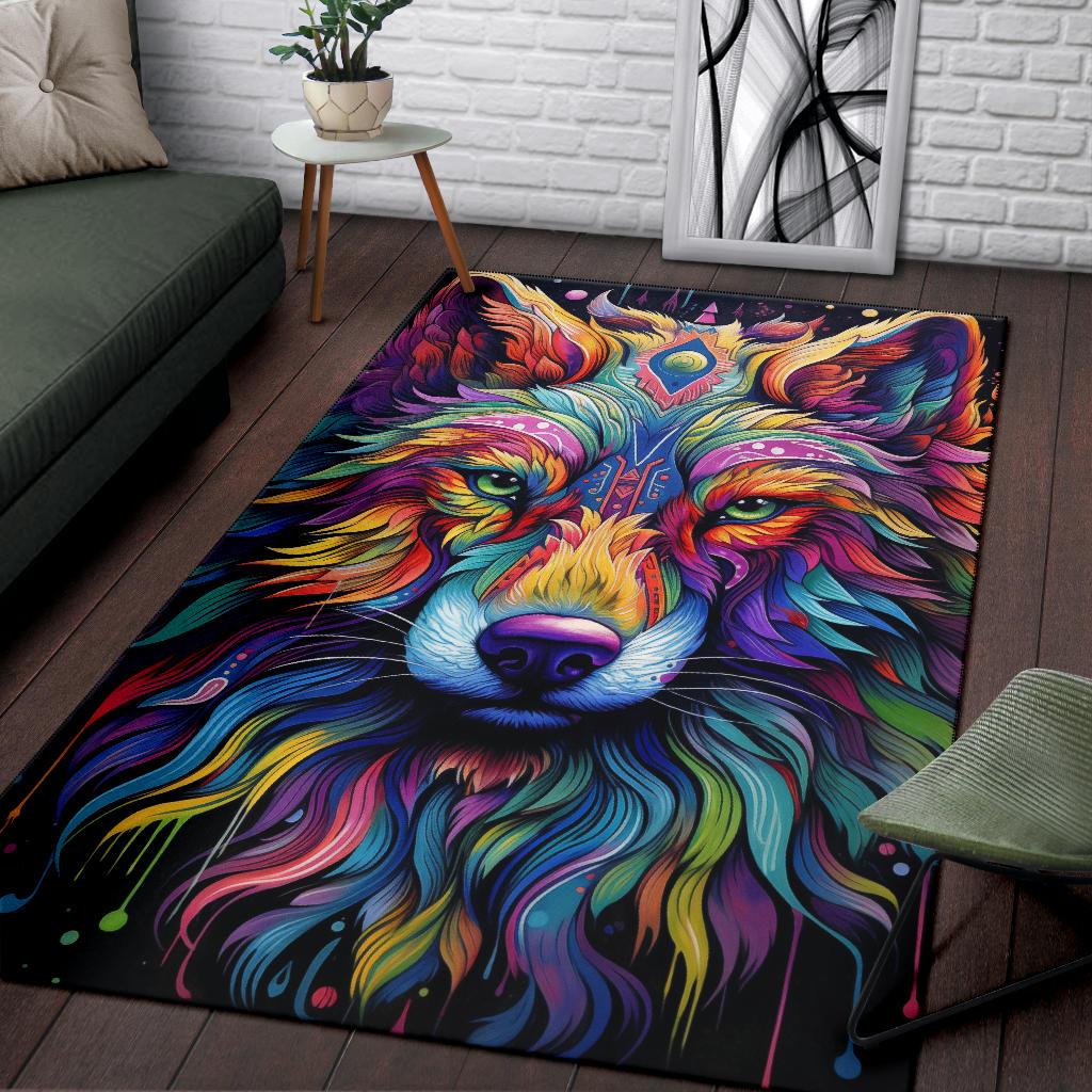 Wolf rug, Wolf Trippy Rug, Wolf Gifts, Wolf Decor