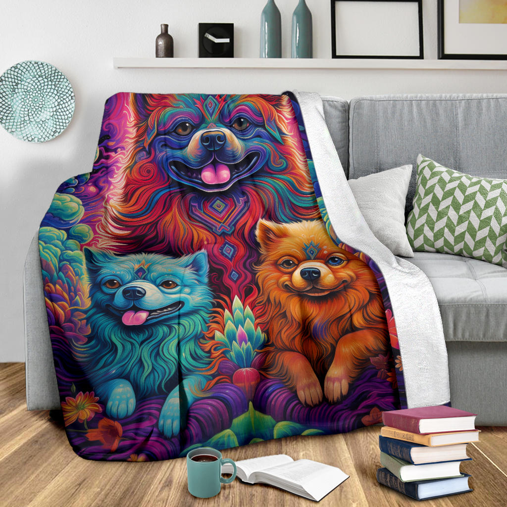 Tibetan Spaniel Blanket, Trippy Psychedelics Tibetan Spaniel Fleece Blanket, Tibetan Spaniel Throw Blanket, Tibetan Spaniel Gifts