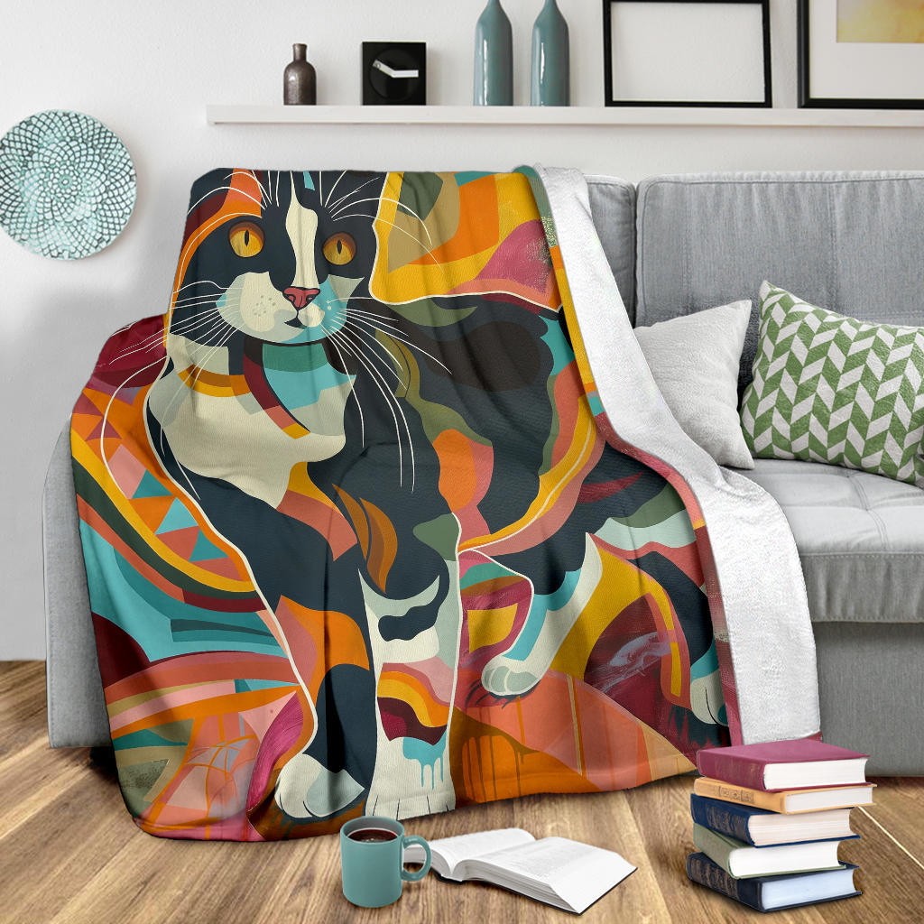 Japanese Bobtail cat Blanket, Trippy Psychedelics Japanese Bobtail cat Fleece Blanket, Japanese Bobtail cat Throw Blanket, Japanese Bobtail cat Gifts