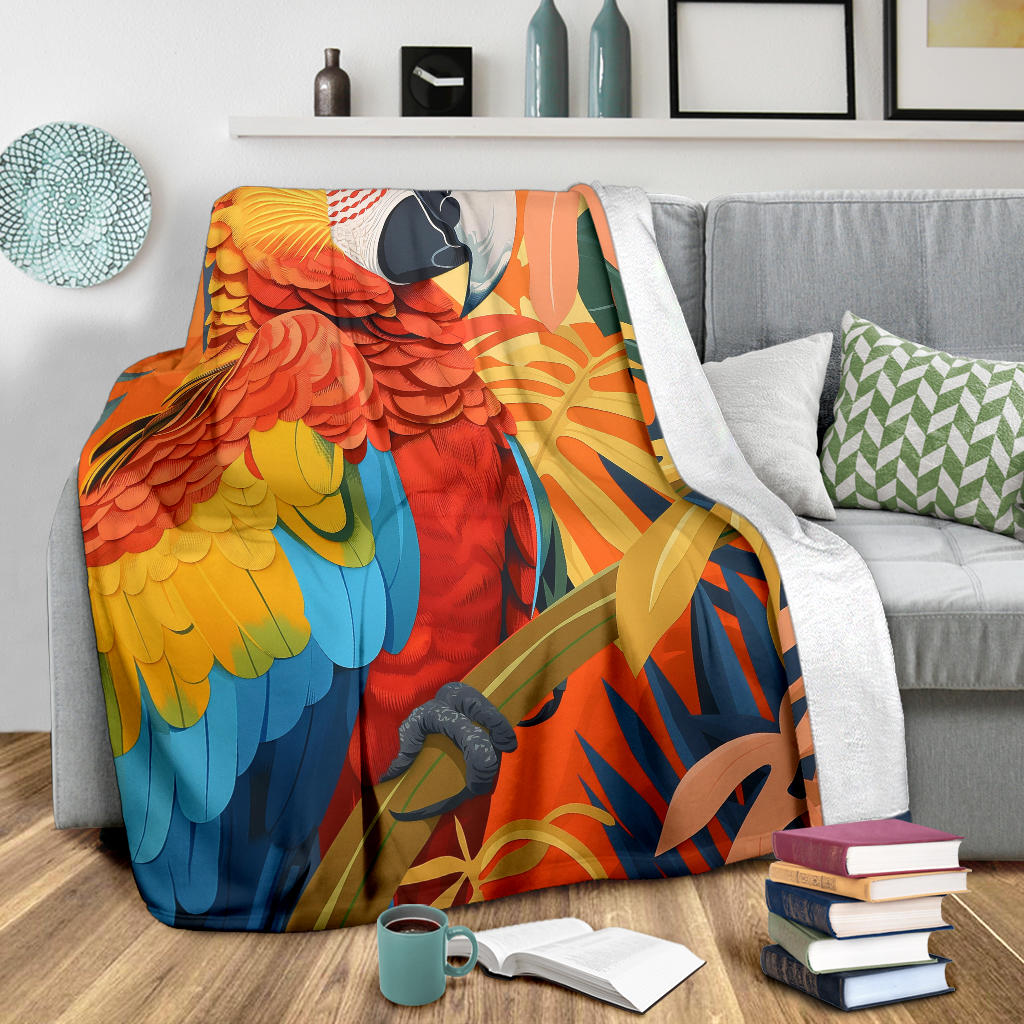 Parrot Blanket, Trippy Psychedelics Parrot Fleece Blanket, Parrot Throw Blanket, Parrot Gifts