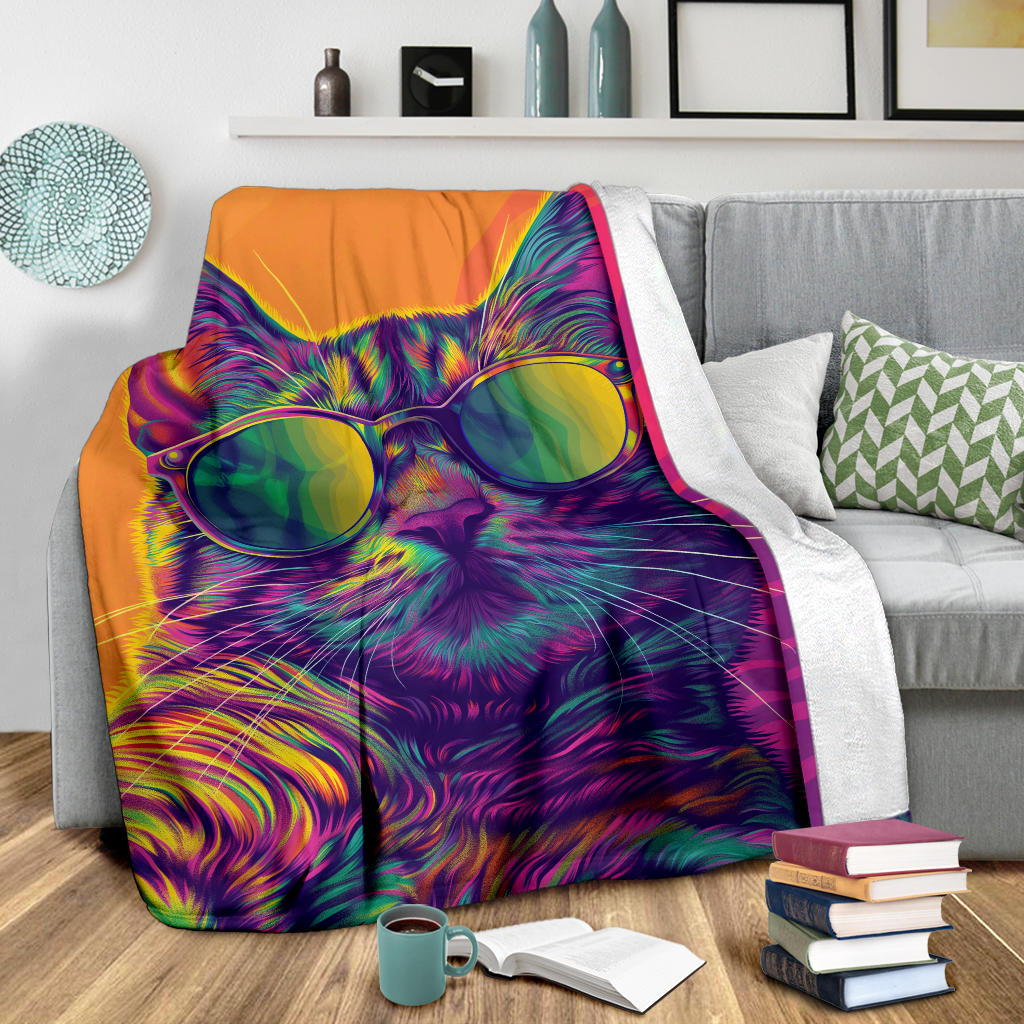 Egyptian Mau cat Blanket, Trippy Psychedelics Egyptian Mau cat Fleece Blanket, Egyptian Mau cat Throw Blanket, Egyptian Mau cat Gifts