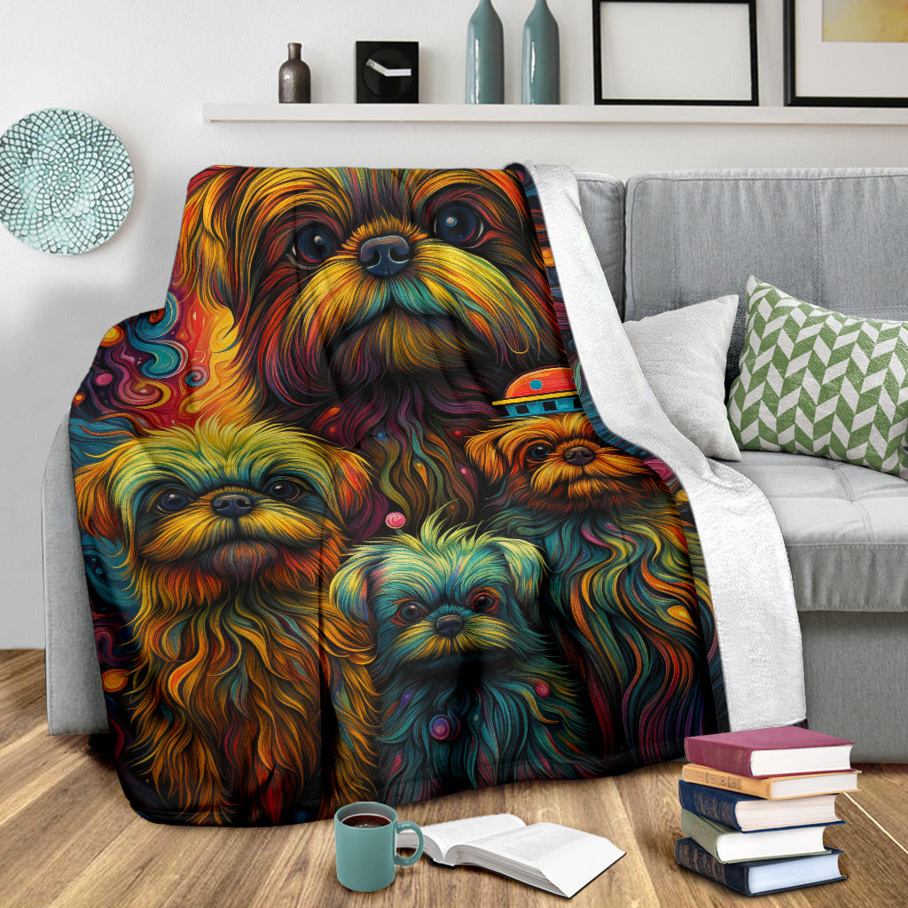 Brussels Griffon Blanket, Trippy Psychedelics Brussels Griffon Fleece Blanket, Brussels Griffon Throw Blanket, Brussels Griffon Gifts