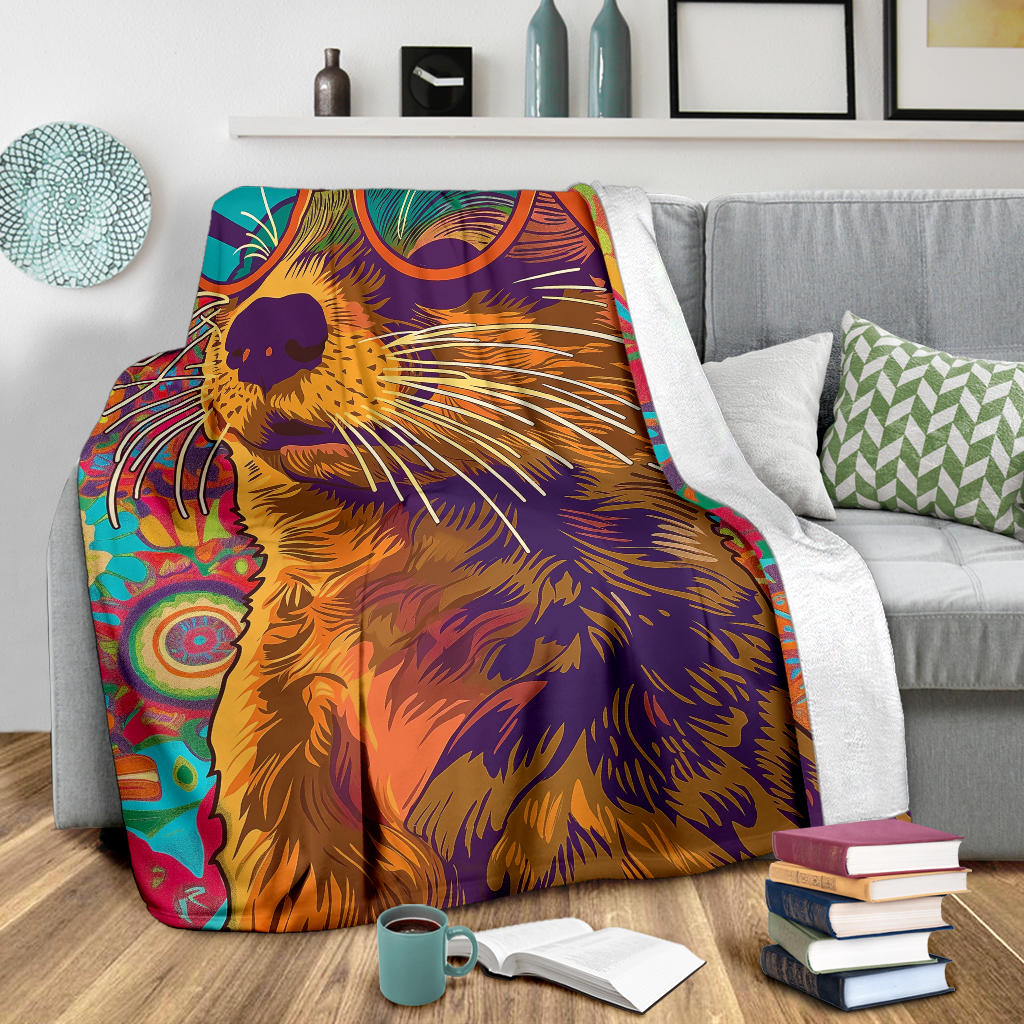 Otter Blanket, Trippy Psychedelics Otter Fleece Blanket, Otter Throw Blanket, Otter Gifts