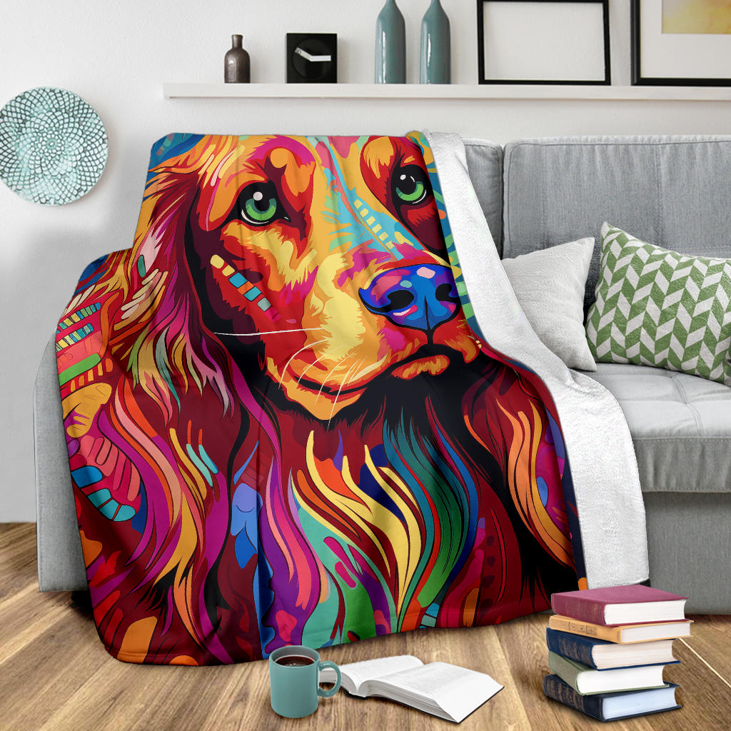 Irish Setter Blanket, Trippy Psychedelics Irish Setter Fleece Blanket, Irish Setter Throw Blanket, Irish Setter Gifts