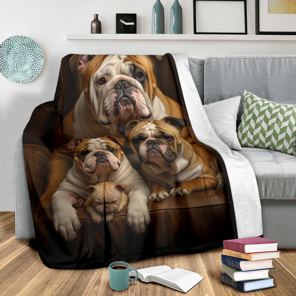 Bulldog Family Blanket, Bulldog Gifts, Bulldog Blanket, Bulldog Throw Blanket