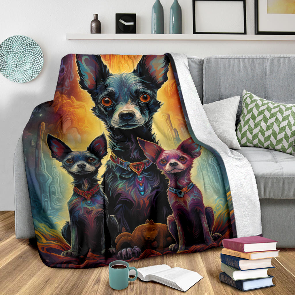 Rat Terrier Blanket, Trippy Psychedelics Rat Terrier Fleece Blanket, Rat Terrier Throw Blanket, Rat Terrier Gifts