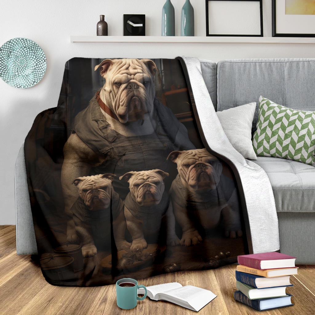 Bulldog Family Blanket, Bulldog Gifts, Bulldog Blanket, Bulldog Throw Blanket