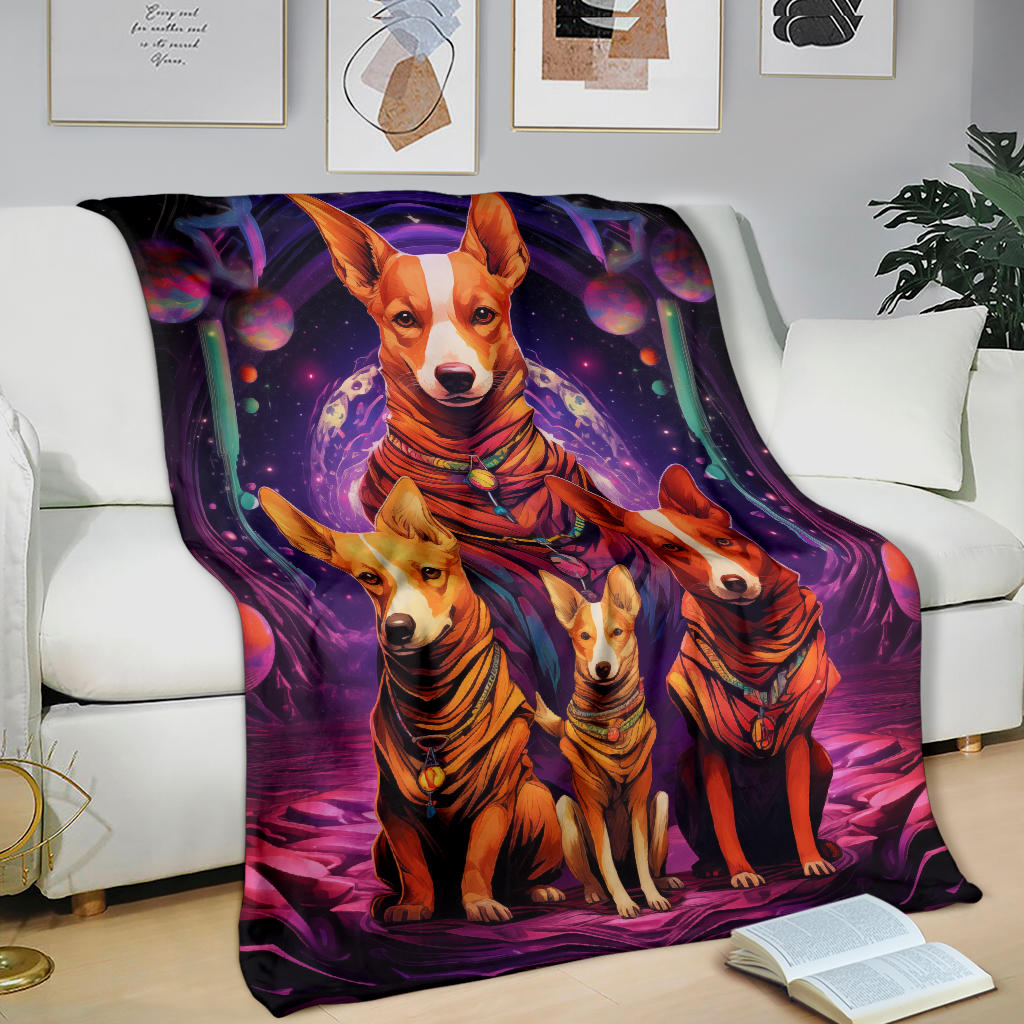 Basenji Blanket, Trippy Psychedelics Basenji Fleece Blanket, Basenji Throw Blanket, Basenji Gifts