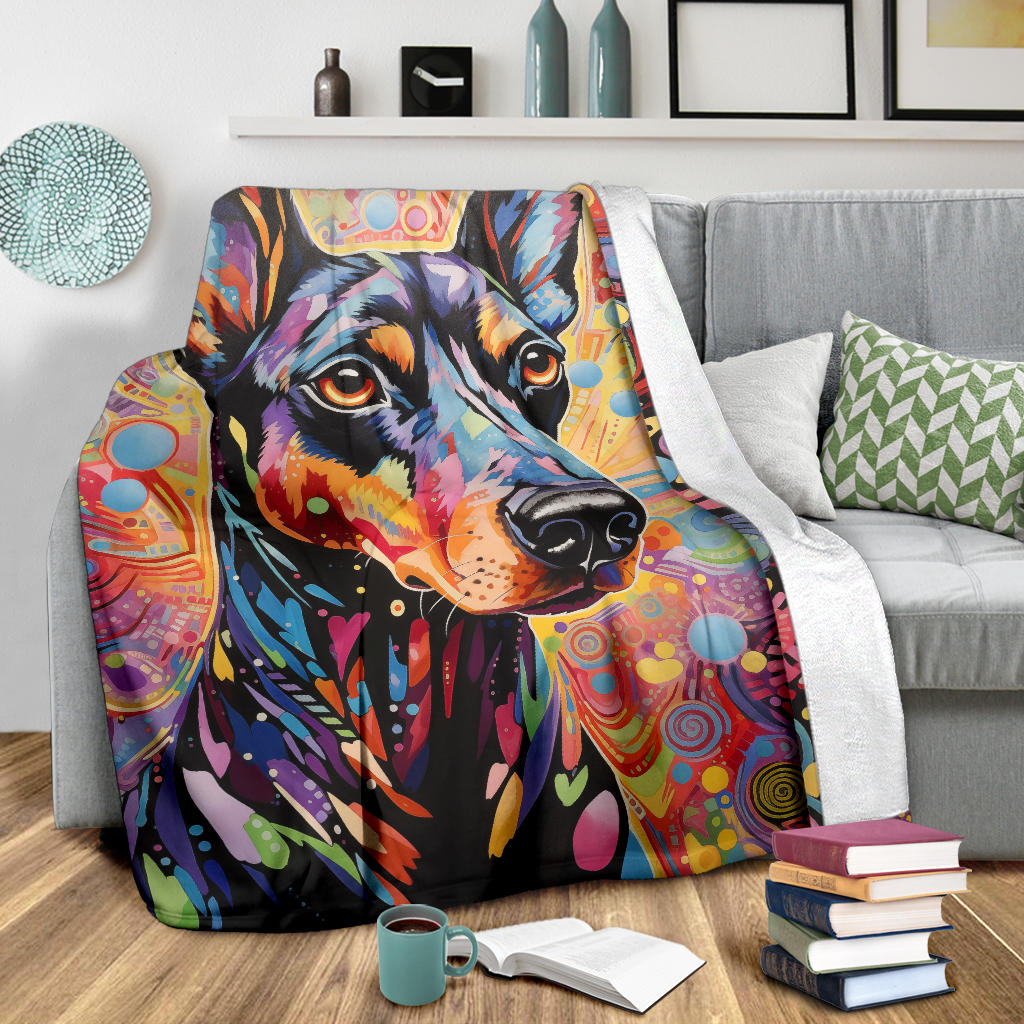 Trippy Psychedelics Doberman Pinscher Blanket, Doberman Pinscher Throw Blanket, Doberman Pinscher Fleece Blanket, Doberman Pinscher Gifts