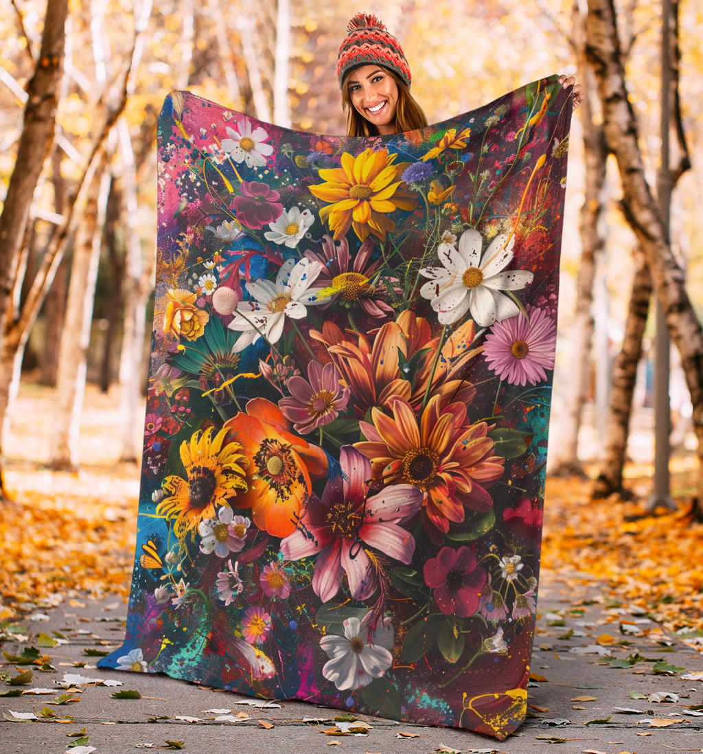 Floral Fantasy Blanket,  Floral Fantasy Estetic Blanket, Floral Fantasy Blanket Gifts, Blanket