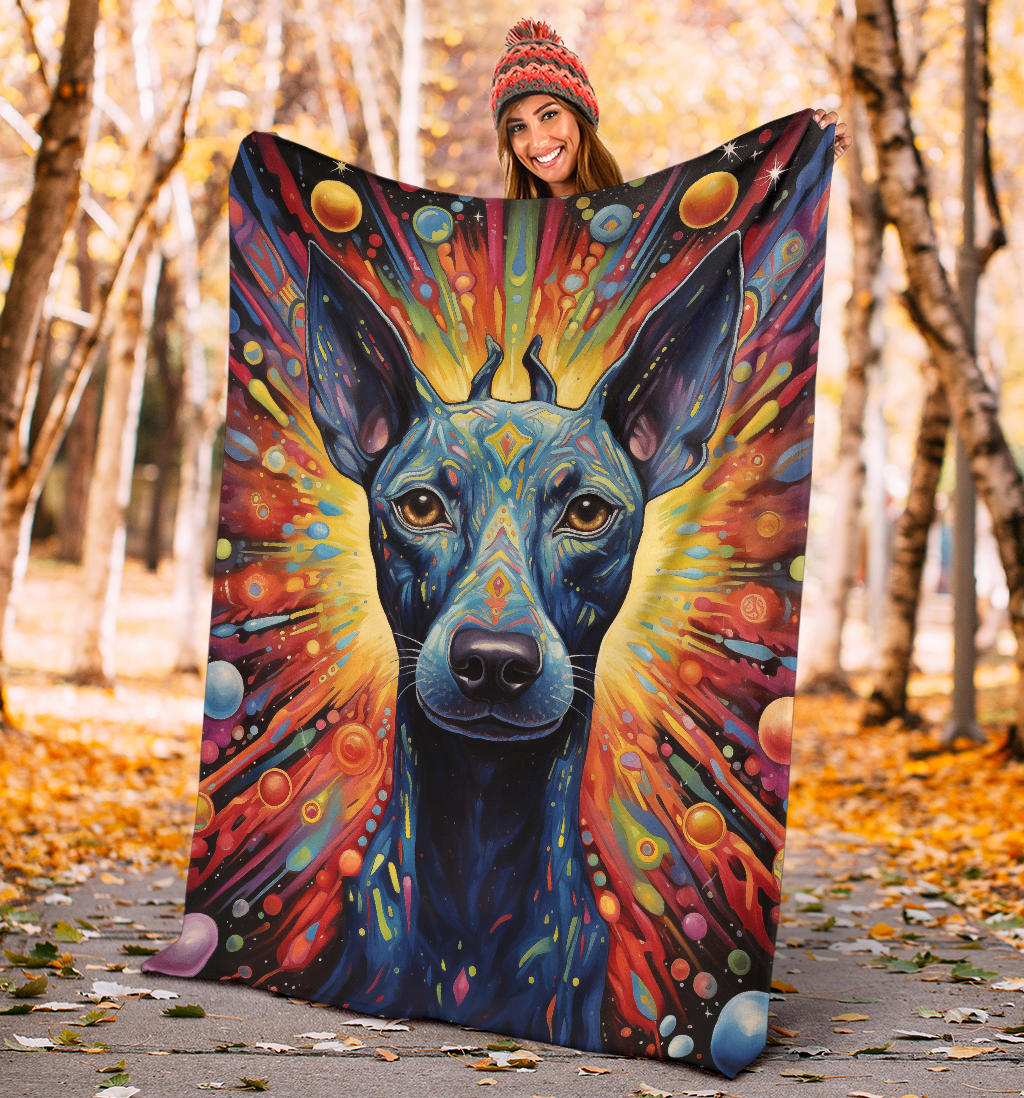 Xoloitzcuintli Blanket, Trippy Psychedelics Xoloitzcuintli Fleece Blanket, Xoloitzcuintli Throw Blanket, Xoloitzcuintli Gifts