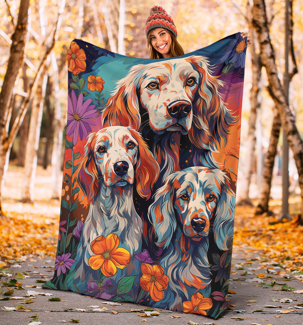 English Setter Blanket, Trippy Psychedelics English Setter Fleece Blanket, English Setter Throw Blanket, English Setter Gifts