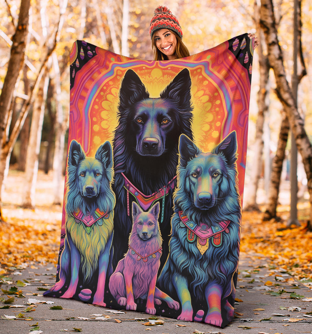 Belgian Tervuren Blanket, Trippy Psychedelics Belgian Tervuren Fleece Blanket, Belgian Tervuren Throw Blanket, Belgian Tervuren Gifts