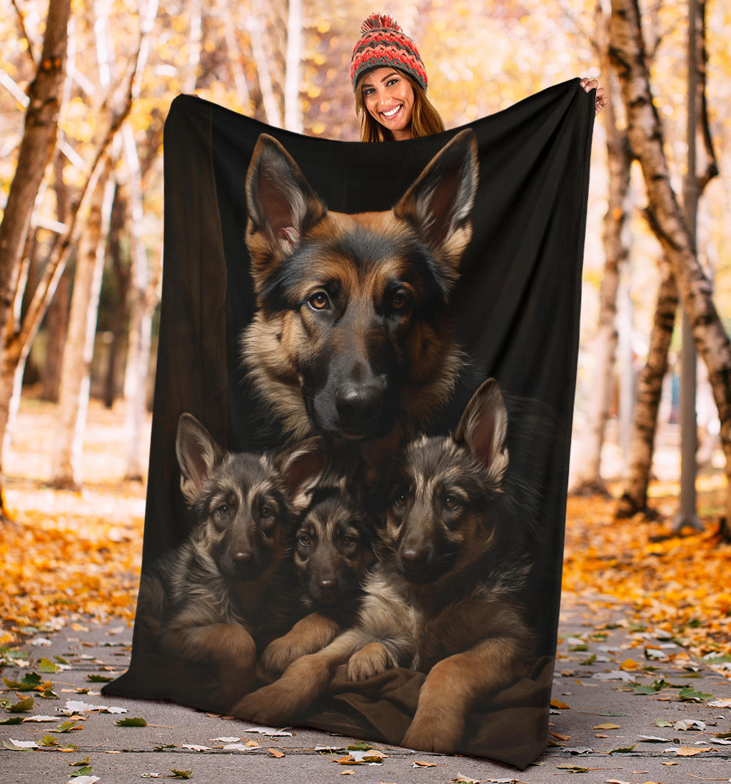 German Shepherd Family Blanket, German Shepherd Gifts, German Shepherd Throw Blanket, German Shepherd Fleece Blanket