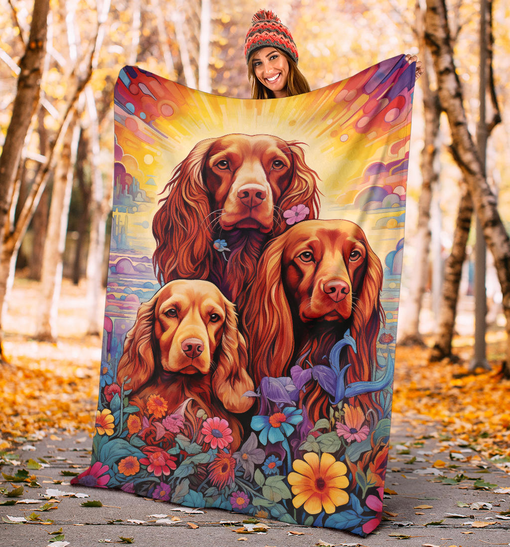 Sussex Spaniel Blanket, Trippy Psychedelics Sussex Spaniel Fleece Blanket, Sussex Spaniel Throw Blanket, Sussex Spaniel Gifts