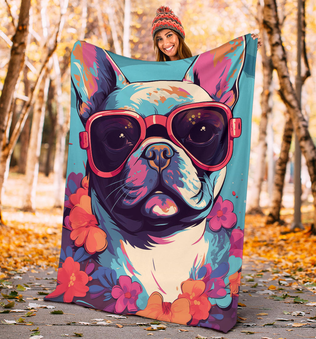 French Bulldog Blanket, Trippy Psychedelics French Bulldog Fleece Blanket, French Bulldog Throw Blanket, French Bulldog Gifts