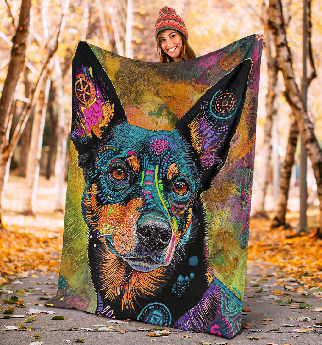 Lancashire Heeler Dog Blanket, Trippy Psychedelics Lancashire Heeler Dog Fleece Blanket, Lancashire Heeler Dog Throw Blanket, Lancashire Heeler Dog Gifts