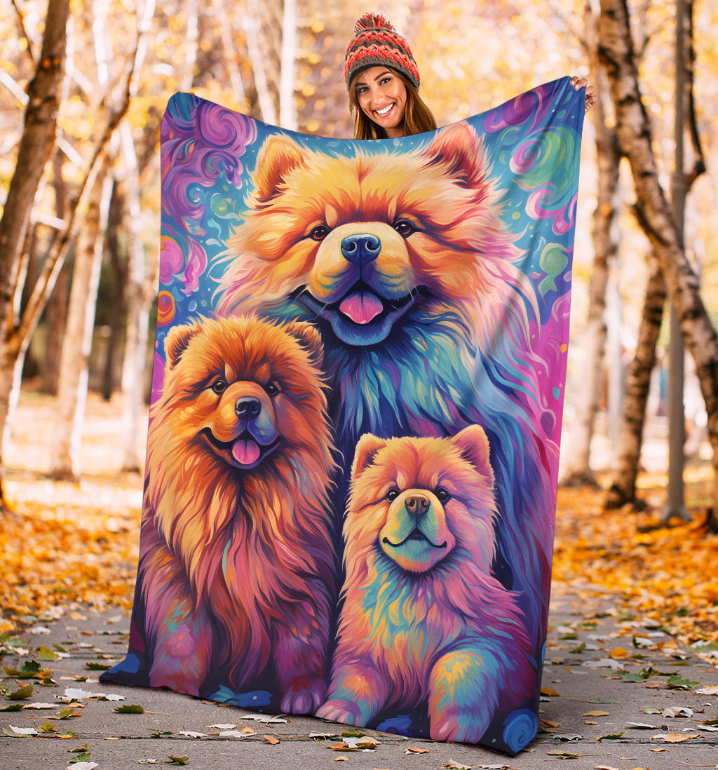 Chow Chow Blanket, Trippy Psychedelics Chow Chow Fleece Blanket, Chow Chow Throw Blanket, Chow Chow Gifts