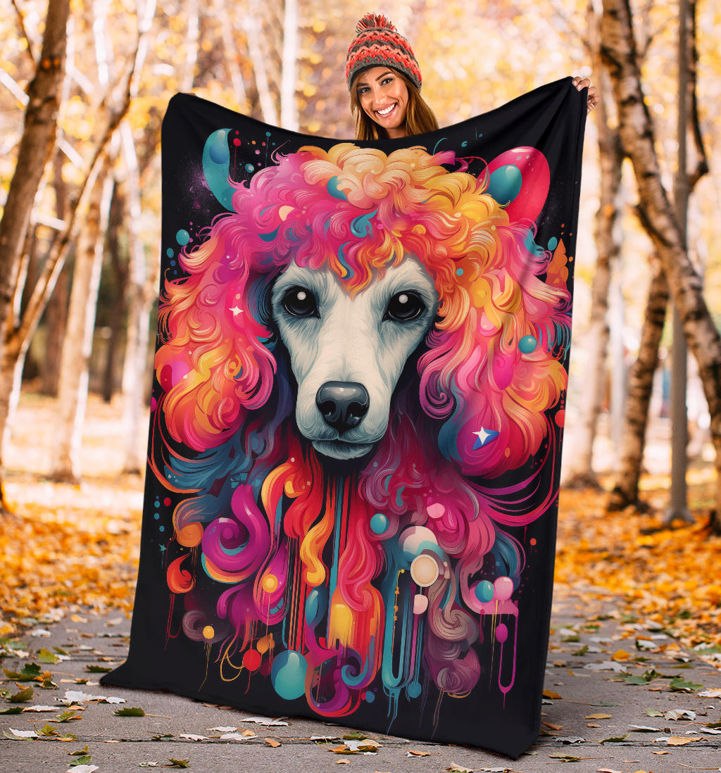 Trippy Psychedelics Poodle Blanket, Poodle Throw Blanket, Poodle Fleece Blanket, Poodle Gifts