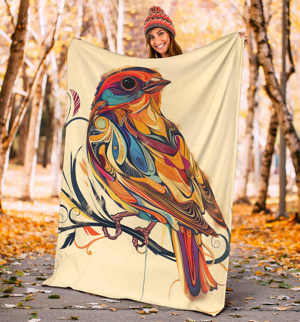 Finch bird Blanket, Trippy Psychedelics Finch bird Fleece Blanket, Finch bird Throw Blanket, Finch bird Gifts