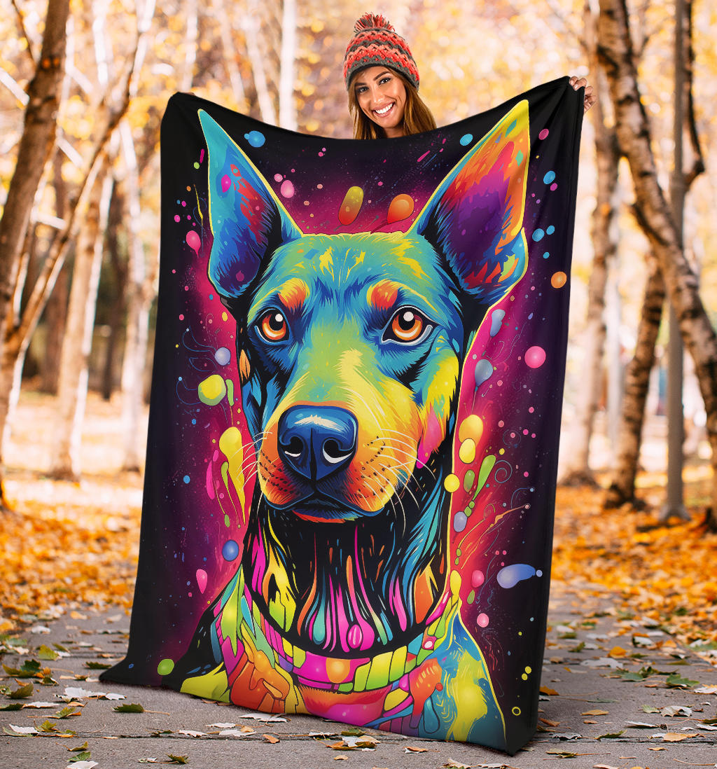 Trippy Psychedelics Doberman Pinscher Blanket, Doberman Pinscher Throw Blanket, Doberman Pinscher Fleece Blanket, Doberman Pinscher Gifts