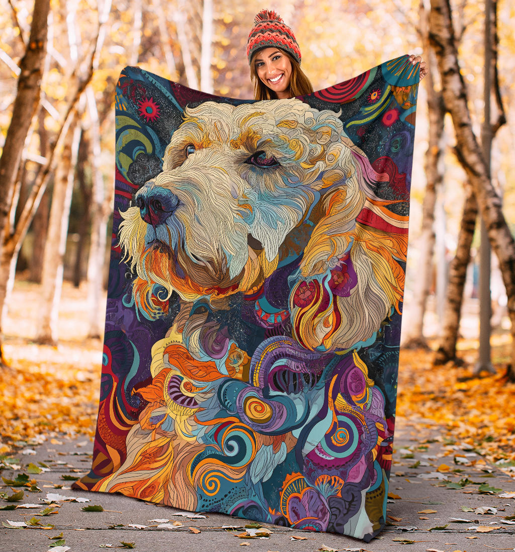 Komondor Dog Blanket, Trippy Psychedelics Komondor Dog Fleece Blanket, Komondor Dog Throw Blanket, Komondor Dog Gifts