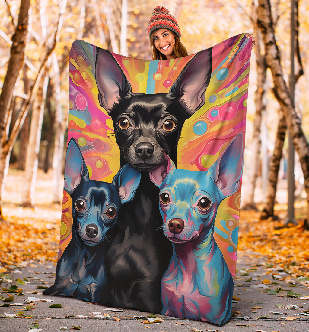 American Hairless Terrier Blanket, Trippy Psychedelics American Hairless Terrier Fleece Blanket, American Hairless Terrier Throw Blanket, American Hairless Terrier Gifts