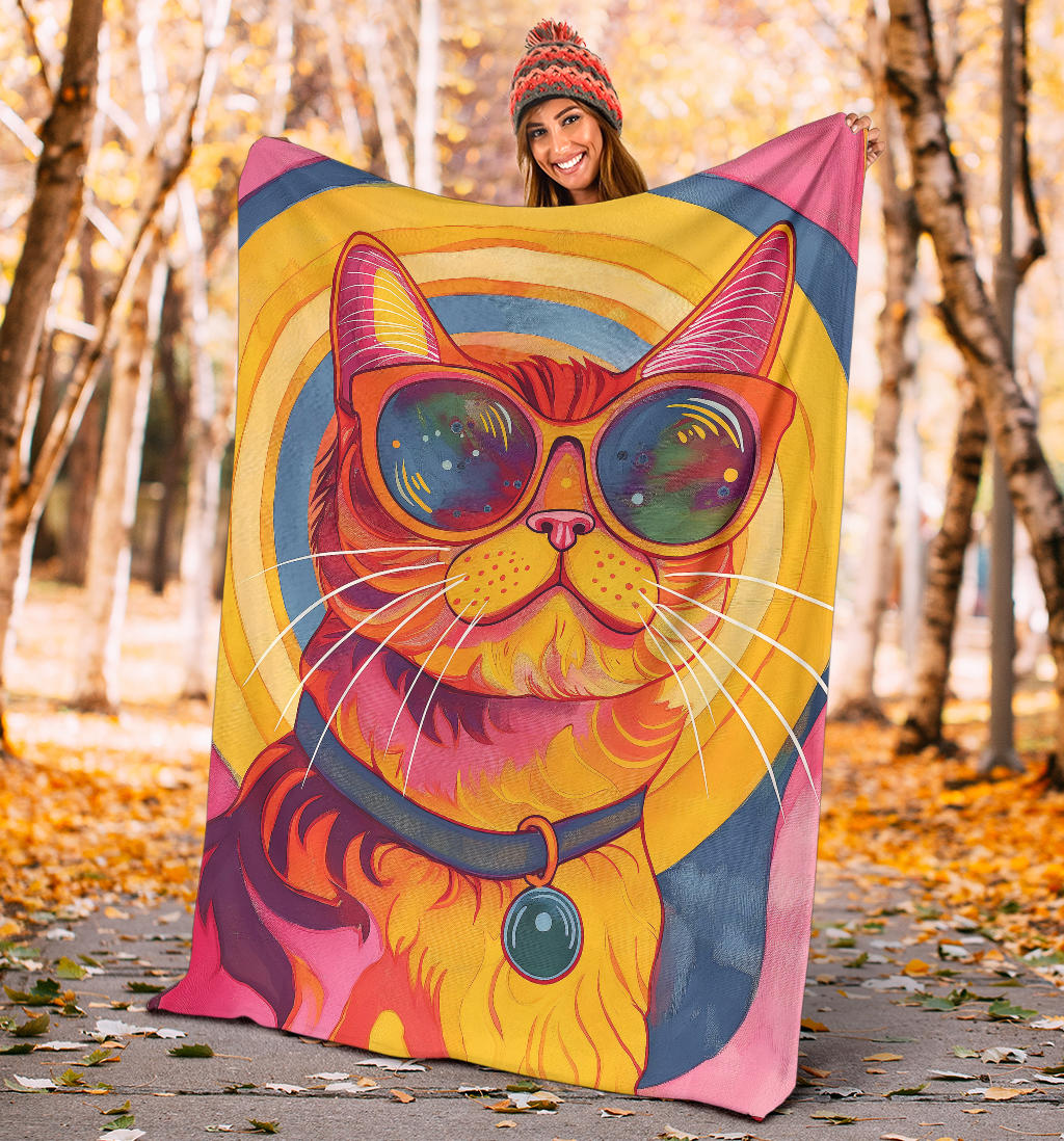 Munchkin cat Blanket, Trippy Psychedelics Munchkin cat Fleece Blanket, Munchkin cat Throw Blanket, Munchkin cat Gifts