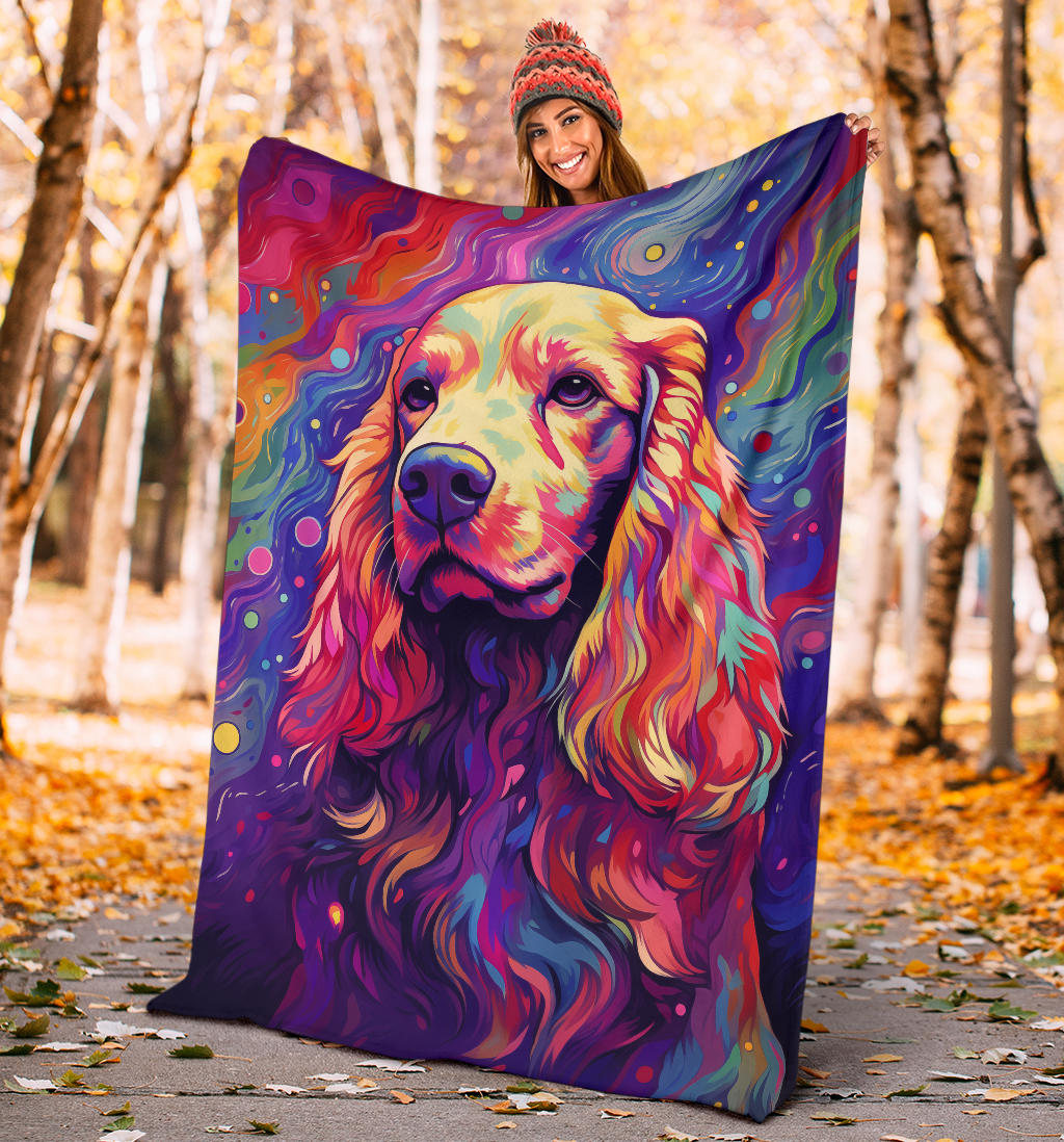 Cocker Spaniel Blanket, Cocker Spaniel Trippy Psychedelics Blanket, Cocker Spaniel Gifts, Cocker Spaniel Throw Blanket