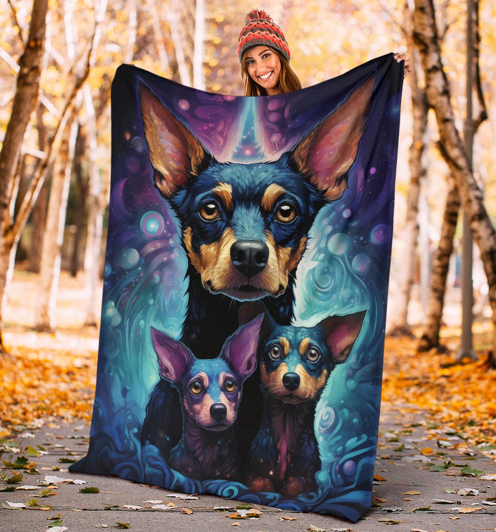 Rat Terrier Blanket, Trippy Psychedelics Rat Terrier Fleece Blanket, Rat Terrier Throw Blanket, Rat Terrier Gifts