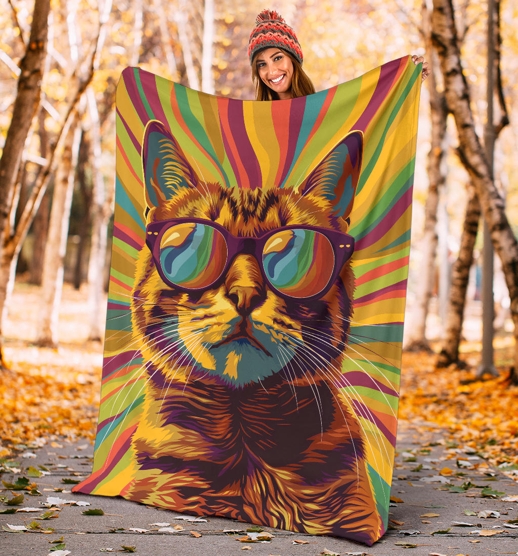 Bengal cat Blanket, Trippy Psychedelics Bengal cat Fleece Blanket, Bengal cat Throw Blanket, Bengal cat Gifts