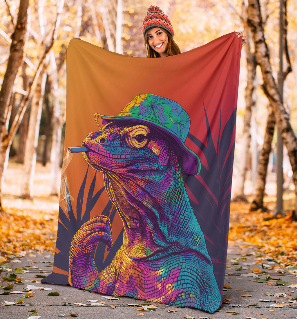 Komodo Dragon Blanket, Trippy Psychedelics Komodo Dragon Fleece Blanket, Komodo Dragon Throw Blanket, Komodo Dragon Gifts