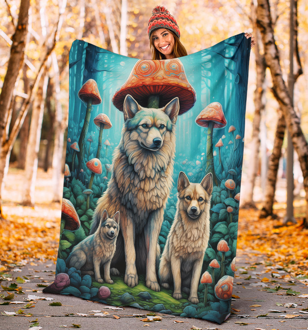 Norwegian Elkhound Blanket, Trippy Psychedelics Norwegian Elkhound Fleece Blanket, Norwegian Elkhound Throw Blanket, Norwegian Elkhound Gifts