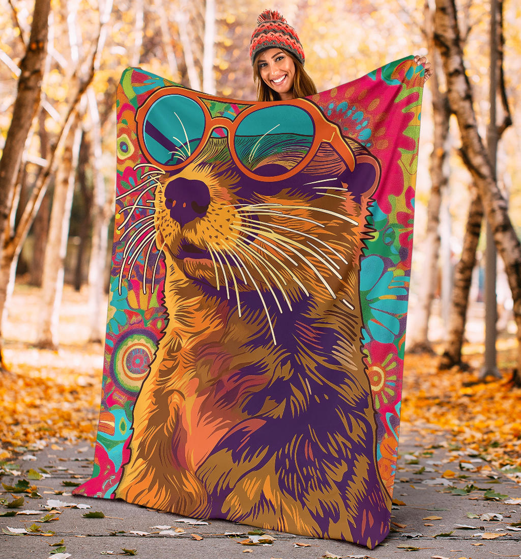 Otter Blanket, Trippy Psychedelics Otter Fleece Blanket, Otter Throw Blanket, Otter Gifts