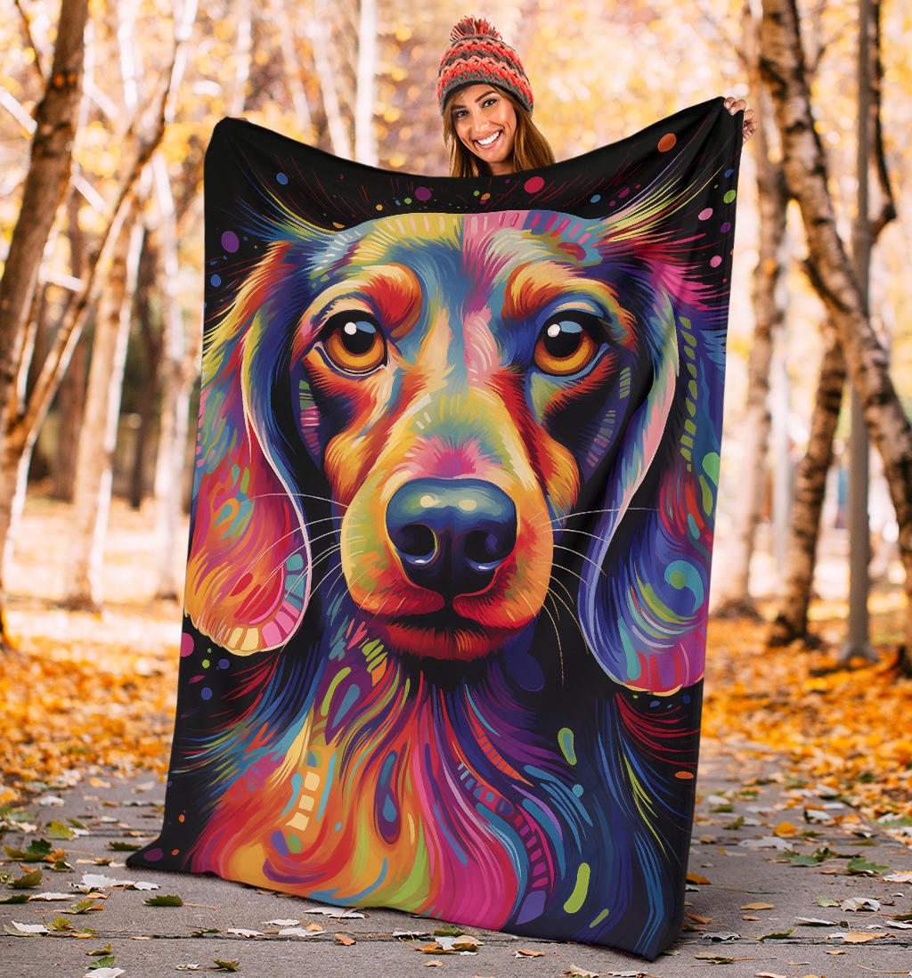 Trippy Psychedelics Dachshund Blanket, Dachshund Throw Blanket, Dachshund Fleece Blanket, Dachshund Gifts